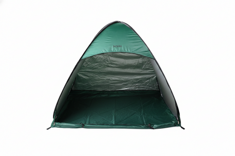 A dark green extra-large pop-up dog potty tent shelter for outdoor use.
