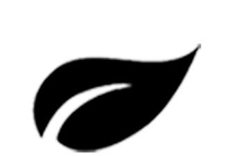 Black leaf icon symbolizing an eco-friendly, natural approach to pet care.