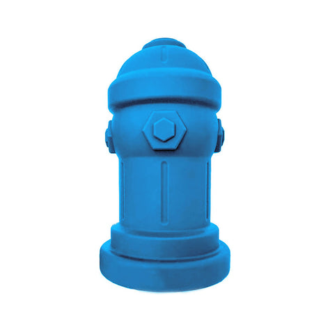 Blue fire hydrant toy for dogs, ideal for training or playtime, displayed on a white background for product showcasing
