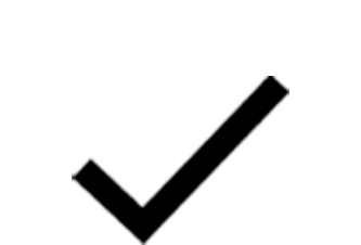 Black checkmark icon on a white background.